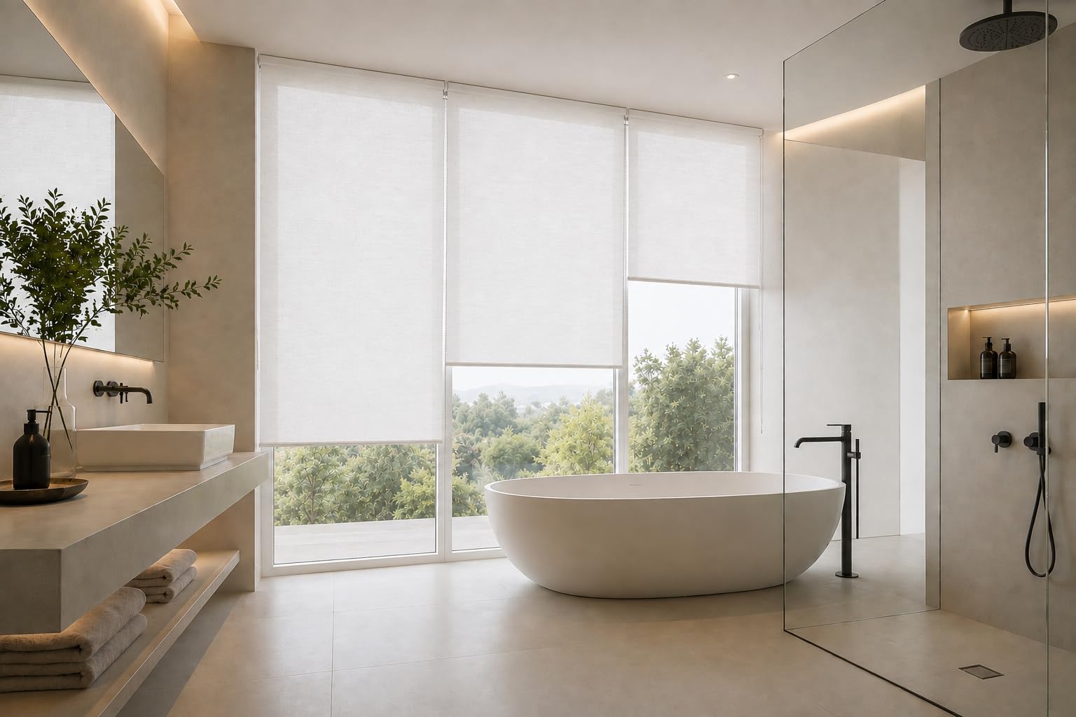 Estoralis BRAN -Tenda a Rullo Jacquard, 150 x 250 cm, Bianco