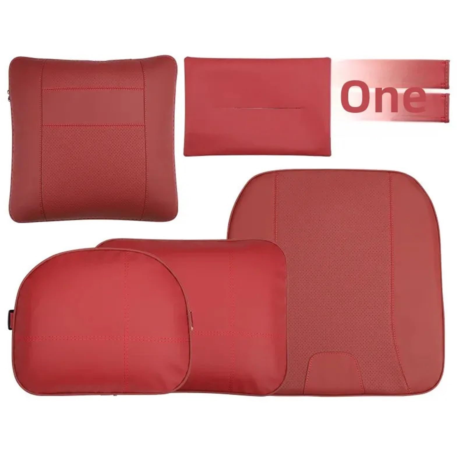 XYAOJUTU Auto Kopfstütze Doppelseitiges Nackenkissen aus echtem Leder für das Auto, Sitzkissen, Schulter, Ganzjahres-Universal-Fahrzeugkissen Kopfstütze Für Autositz(Headrest-Bordeaux red)
