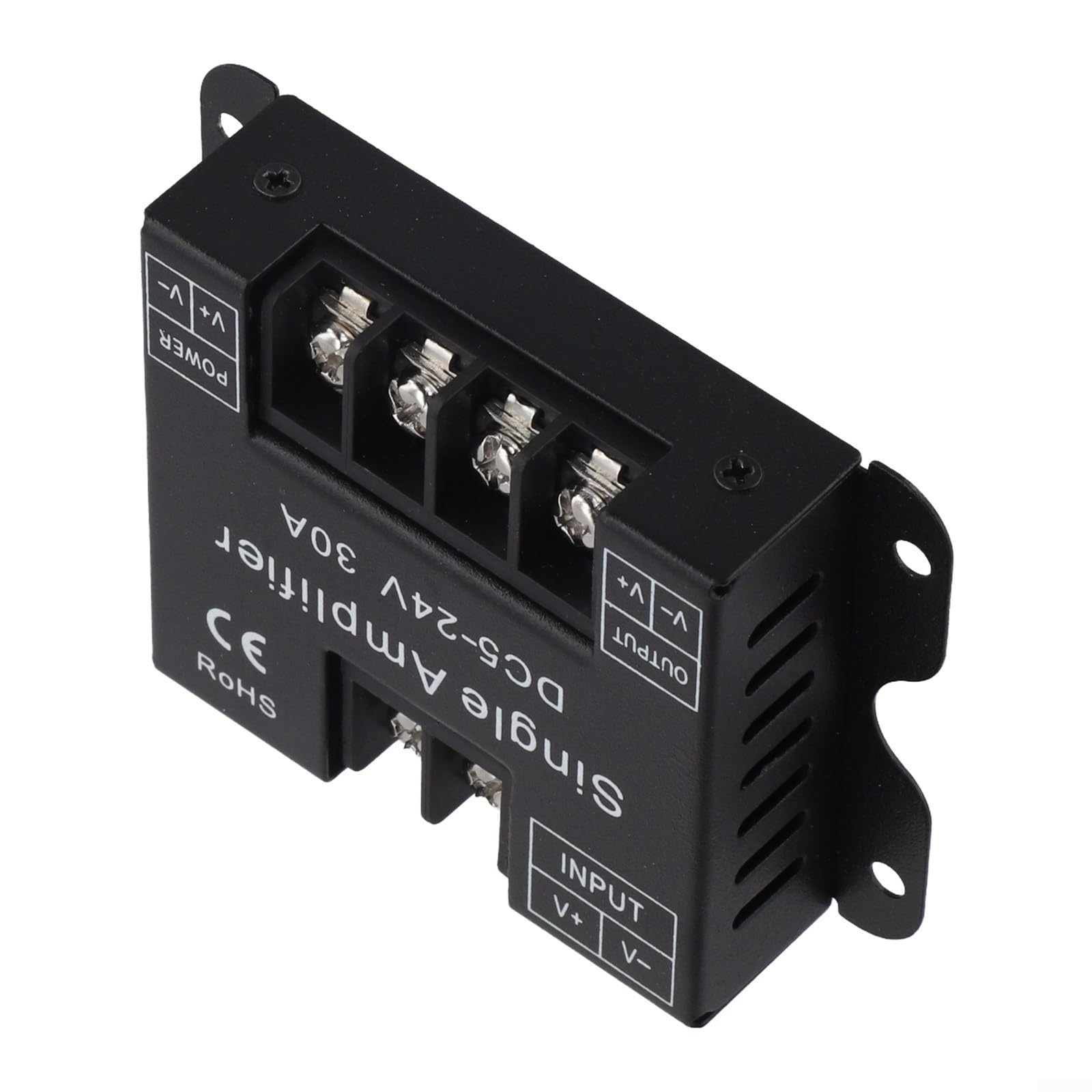 Amplificatore di segnale LED per strisce monocolore, per DC 5-24V 30A, alimentazione a canale singolo per modulo relè con alloggiamento in metallo