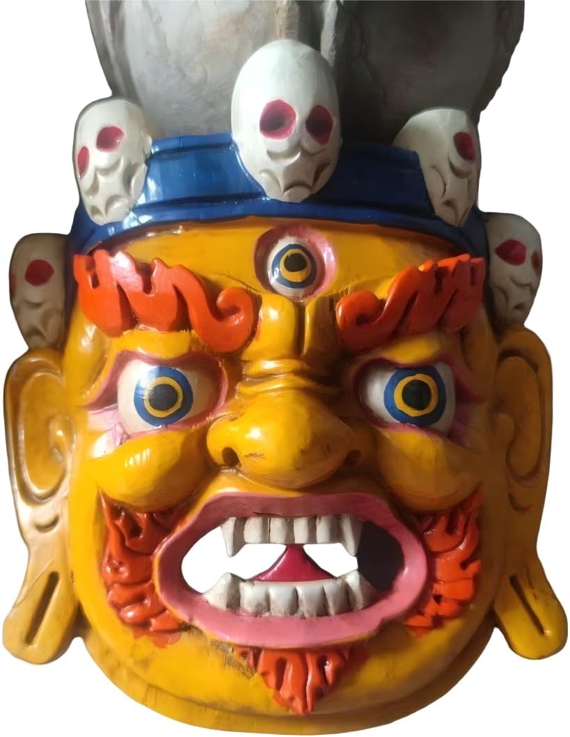 Hand Carved Traditional Wooden Mask,Chinese Tibet Masks,Hand Carved Painted Wooden Mask,7 * 7 inches