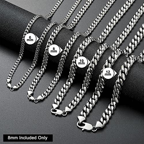 Blichain Cuban Link Chain Bracelet With Design Lobster Clasp For Men Boys 8Mm High Polished Stainless Steel Hip Hop Miami Curb Chains7 #TOP3