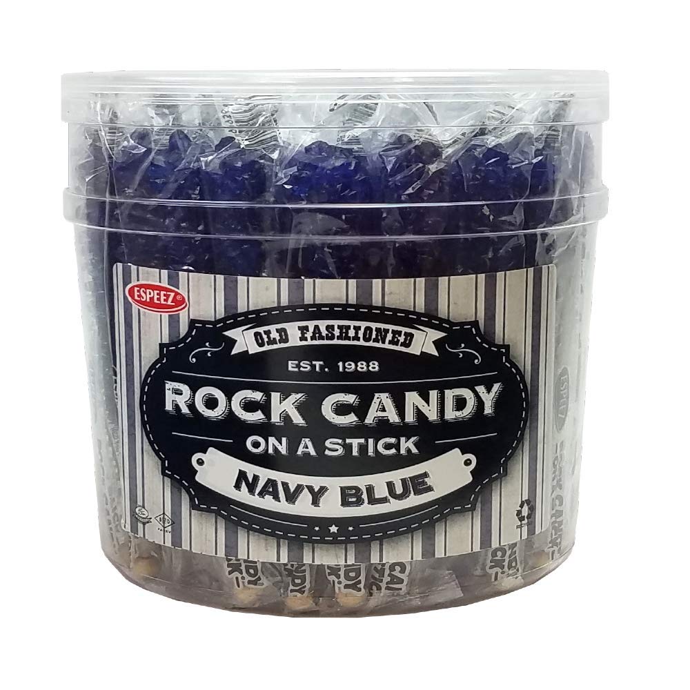 SP Enterprises Navy Blue Blueberry Rock Candy on a Stick, 36 Count