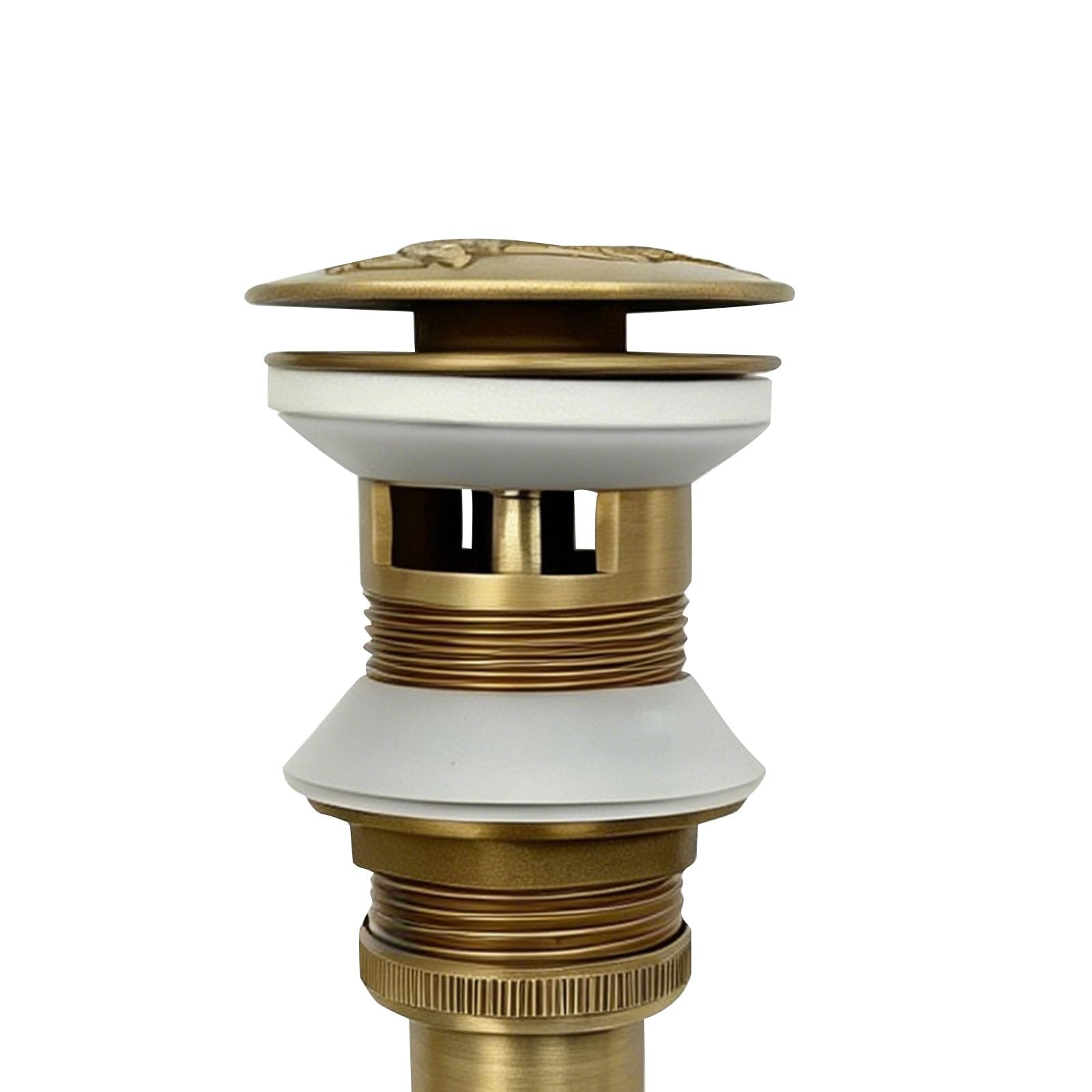 Tapón lavabo baño, tapón bidé, tapón lavabo cocina, latón, desagüe click clack, diámetro del tubo 3 cm, tapa de desagüe diámetro 6,5 cm, para bañeras de baño, cocina, lavabos, con agujeros