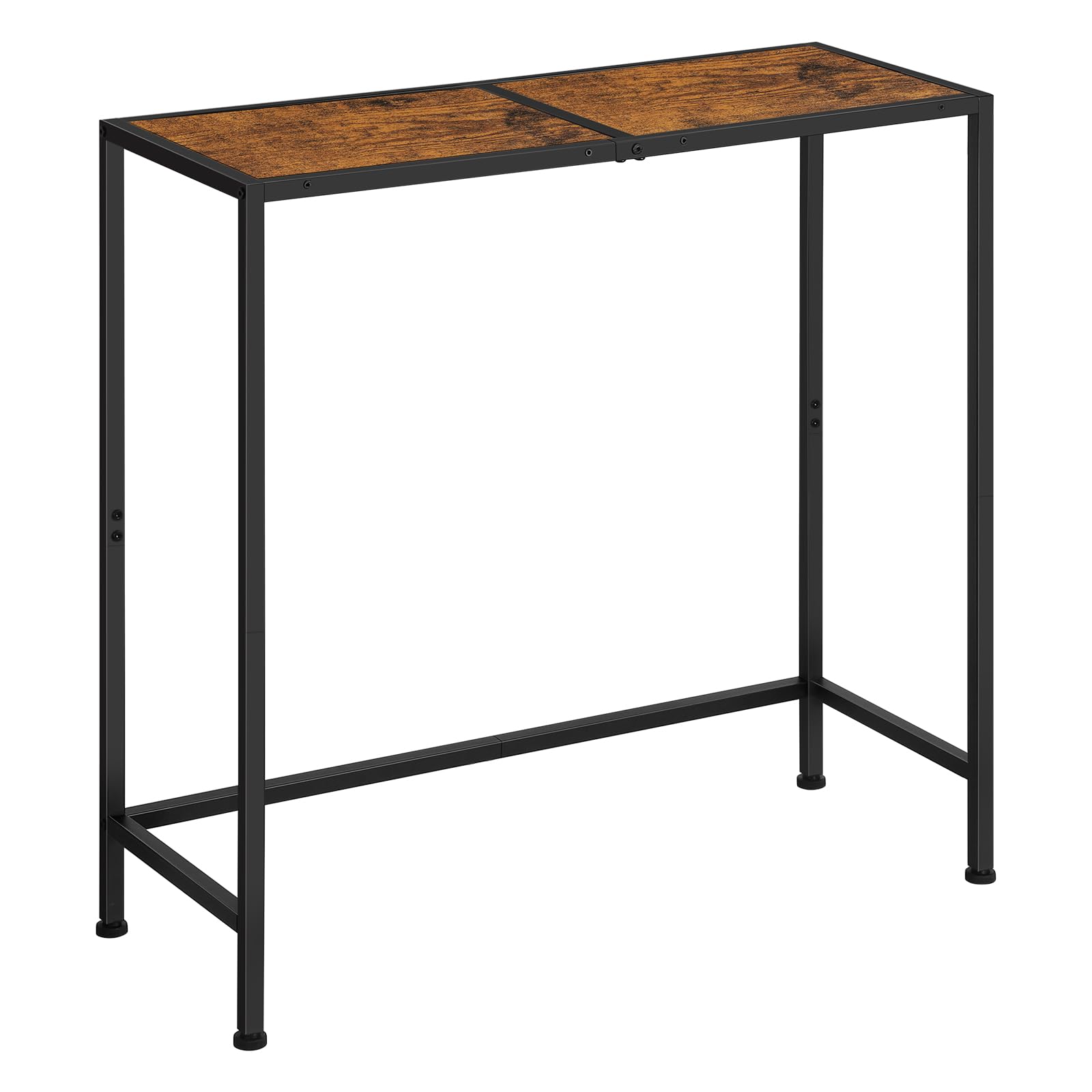 CADUKE Mesa Consola, Mesa de Pasillo Industrial, Mesa de Sofá, Mesa de Entrada, Mesa Consola Estrecha con Marco de Metal Negro, Mesa Decorativa para Entrada, Salón, 80 x 30 x 80CM, Marrón Rústico