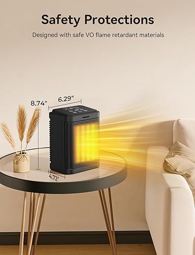 Miniatura 6 de Calentador de espacio, calentador de espacio de cerámica PTC de 1500 W con 4 modos, temporizador de 24 horas, termostato, calefacción silenciosa de