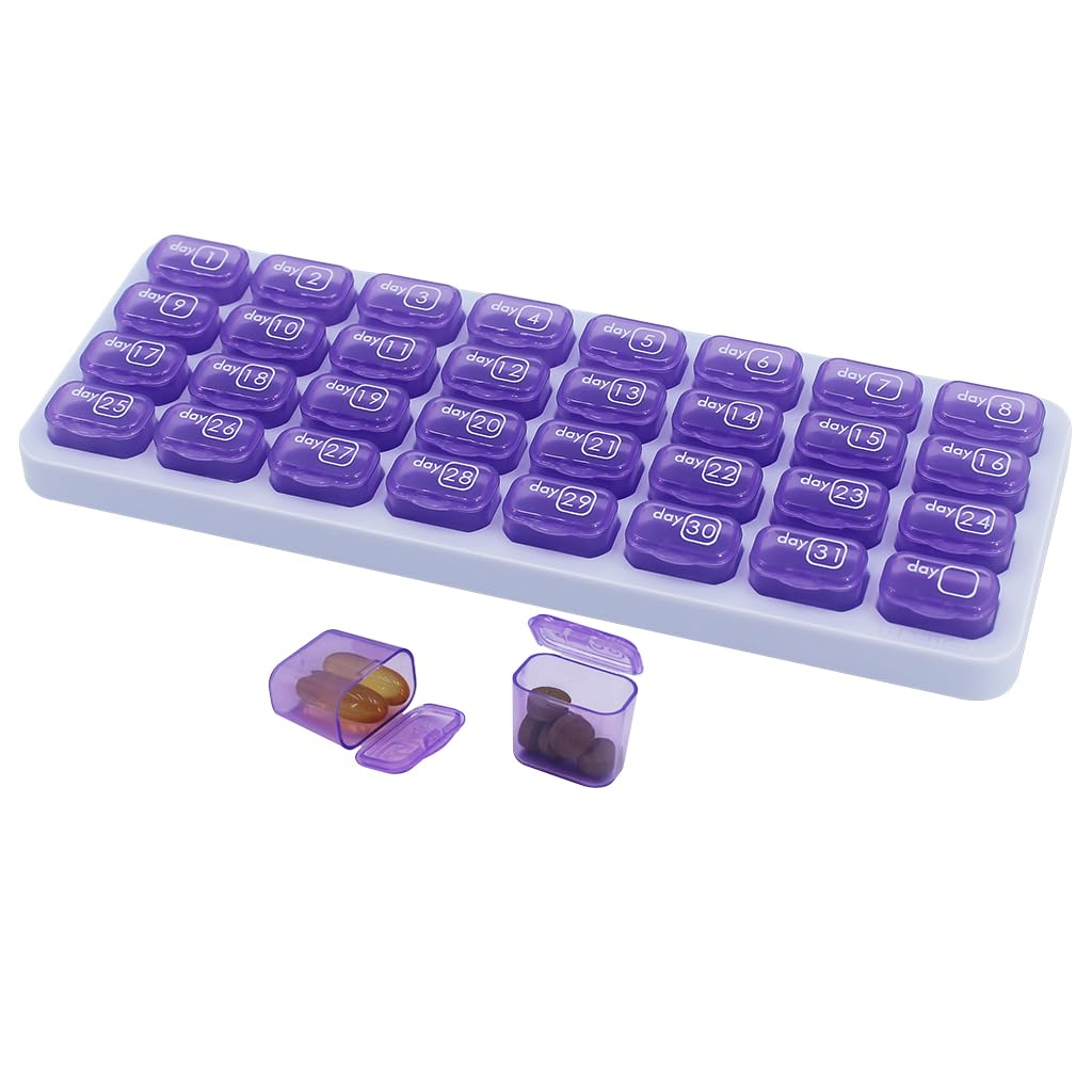 Monthly Pill Organizer Large Travel Pill Box 31 Day Daily Pill Case Pill Holder Container for Vitamin Medicine