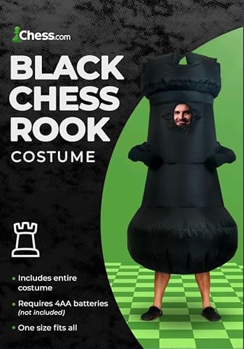 The House of Staunton Chess.com Unisex Inflatable Rook Chess Piece Costume – One Size Fits All (Black)