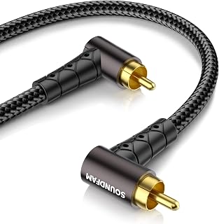 Dual Angle Right Subwoofer Cable 90 Degree RCA Cable,Anti-Interference Design, Copper Spiral Shielded for Tight Spaces（3ft/1M）