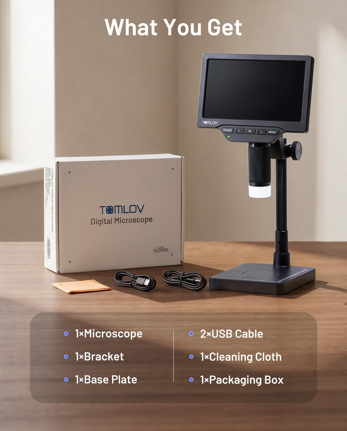 TOMLOV DM4W Max Digitalmikroskop mit 500g/0,01g Präzisionswaage, 7 Zoll IPS HD Münzmikroskop 16MP, Fehlermünzen-Detektor für Sammler, Schmuckprüfung und Elektronikreparatur