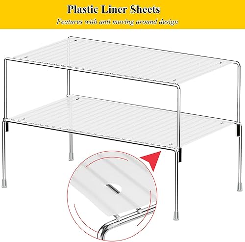 Miniatura 4 de Juego de 4 estantes organizadores de gabinete de cocina, organizador apilable y almacenamiento para armario de gabinete, elevadores de estantes