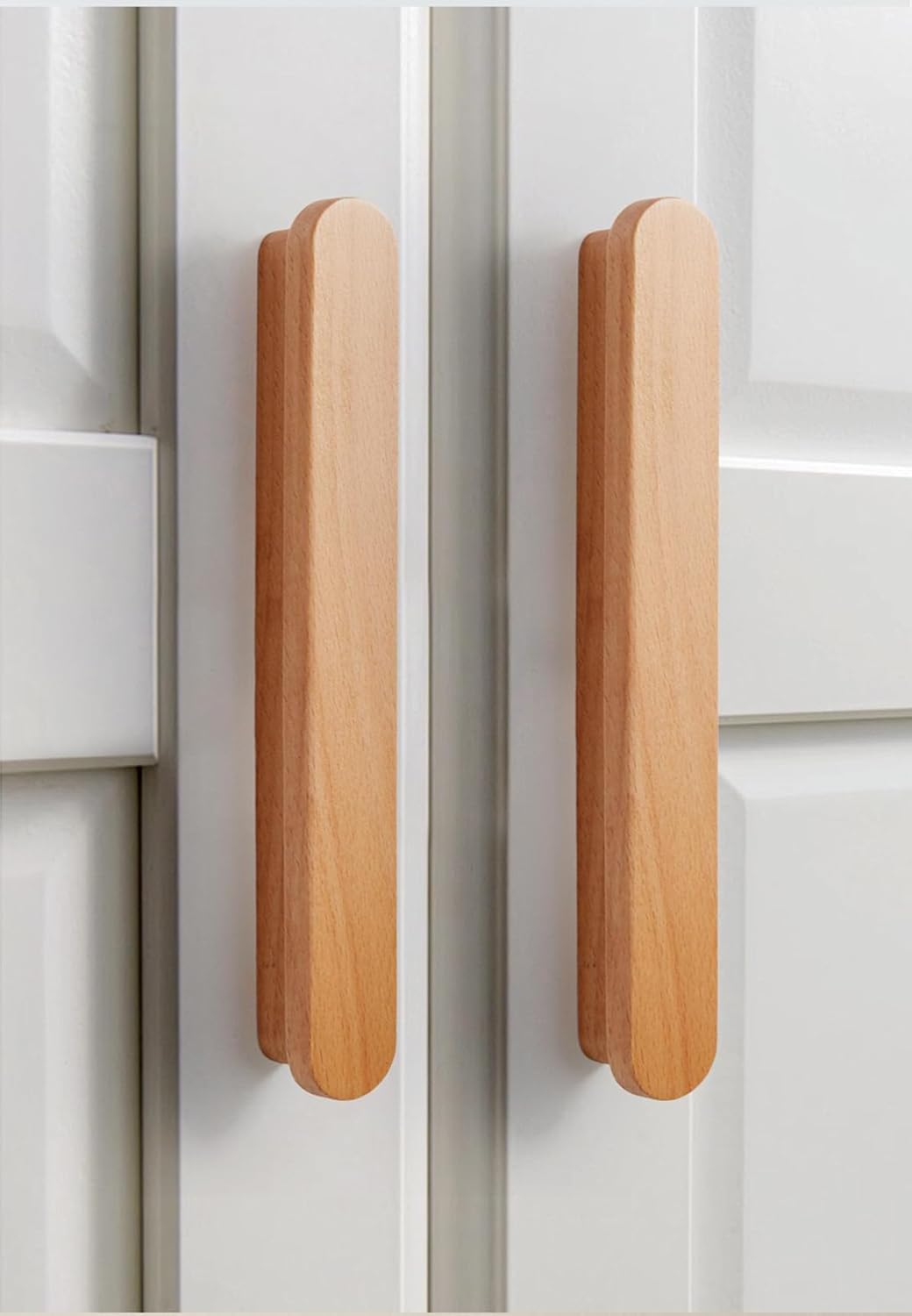 SYZOW Pack of 6 Wooden Cabinet Handles, Wooden Handles for Cupboards, Hole Spacing 320 mm, for Kitchen Furniture Drawers and Wooden Handles, Chest of Drawers