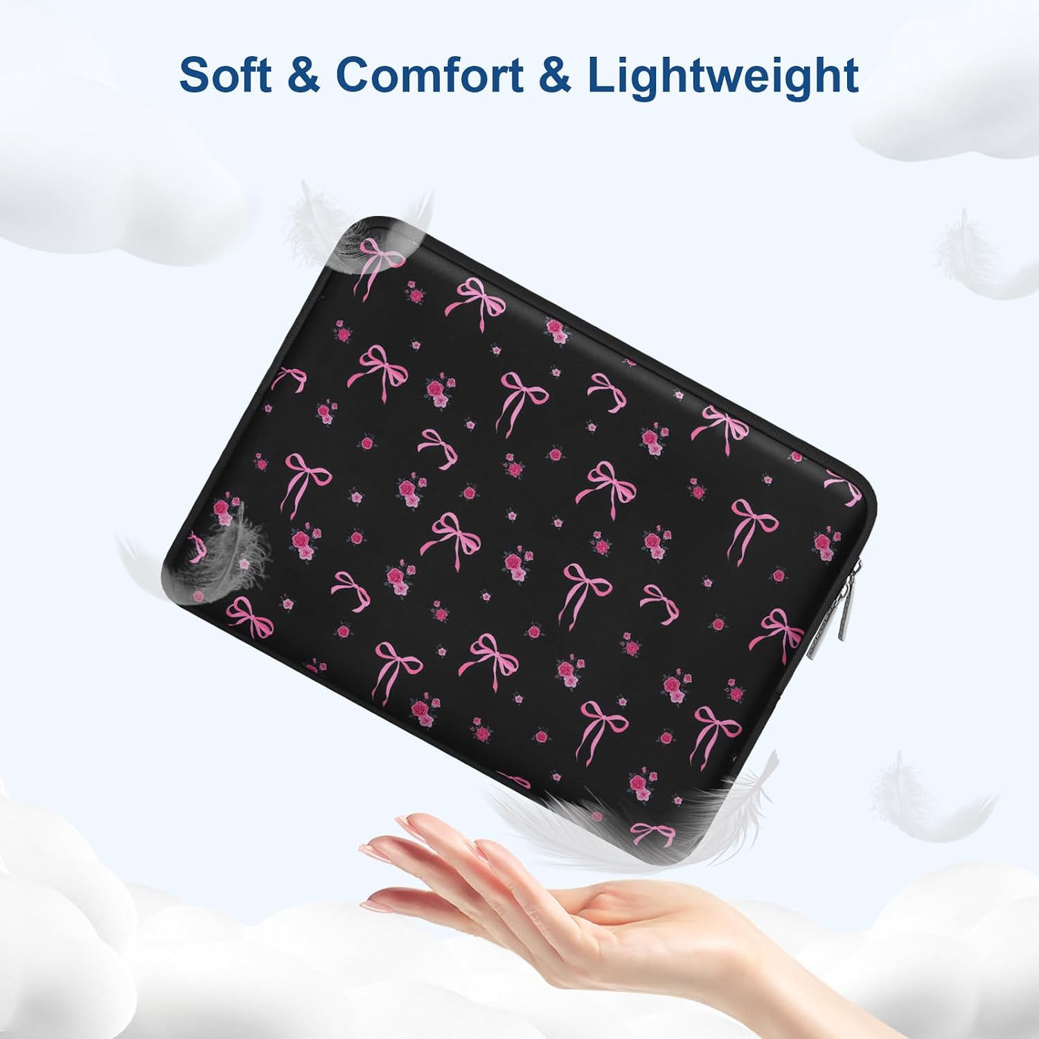 MOSISO 13.3 inch Laptop Case, 13-13.3 inch Laptop Sleeve Compatible with MacBook Neo/Air 13.6/Pro 13/Pro 14, HP Dell ASUS Lenovo,Neoprene Computer Sleeve Bag Cover with Small Case,Roses&Bows