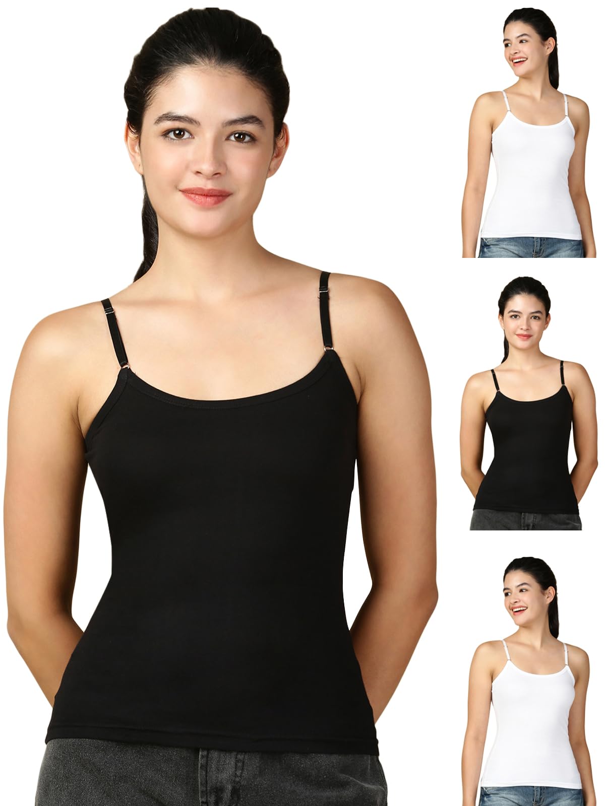 lux cozi Premium Cotton Regular Fit Camisole for Women - Pack of 4-picture-21