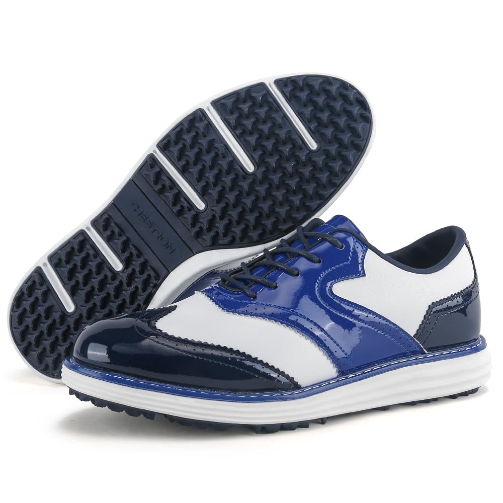 Spikeless Golf Shoes Men Professional Golf Shoes Male Classic Walking Shoes for Golfers Big Size 7-14 (Blue,14)