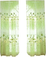 STAHAD Cortinas Transparentes De Janela Cortinas Florais Cortinas De Tule Voile De Janela Verdes Decoram Cortinas Transparentes Domésticas Cortinas Transparentes De Janela