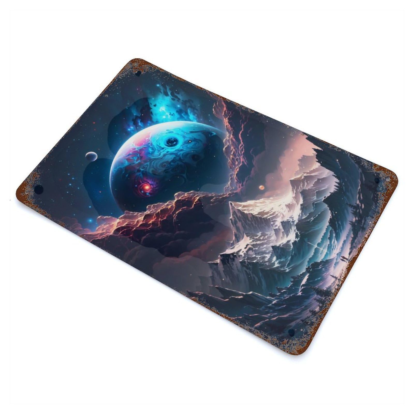 Rust Effect Everest Stellar Rusty Metal Tin Sign 11.8"x7.9", Old School Wall Decor for Cafe, Home Bar And Lounge Decor