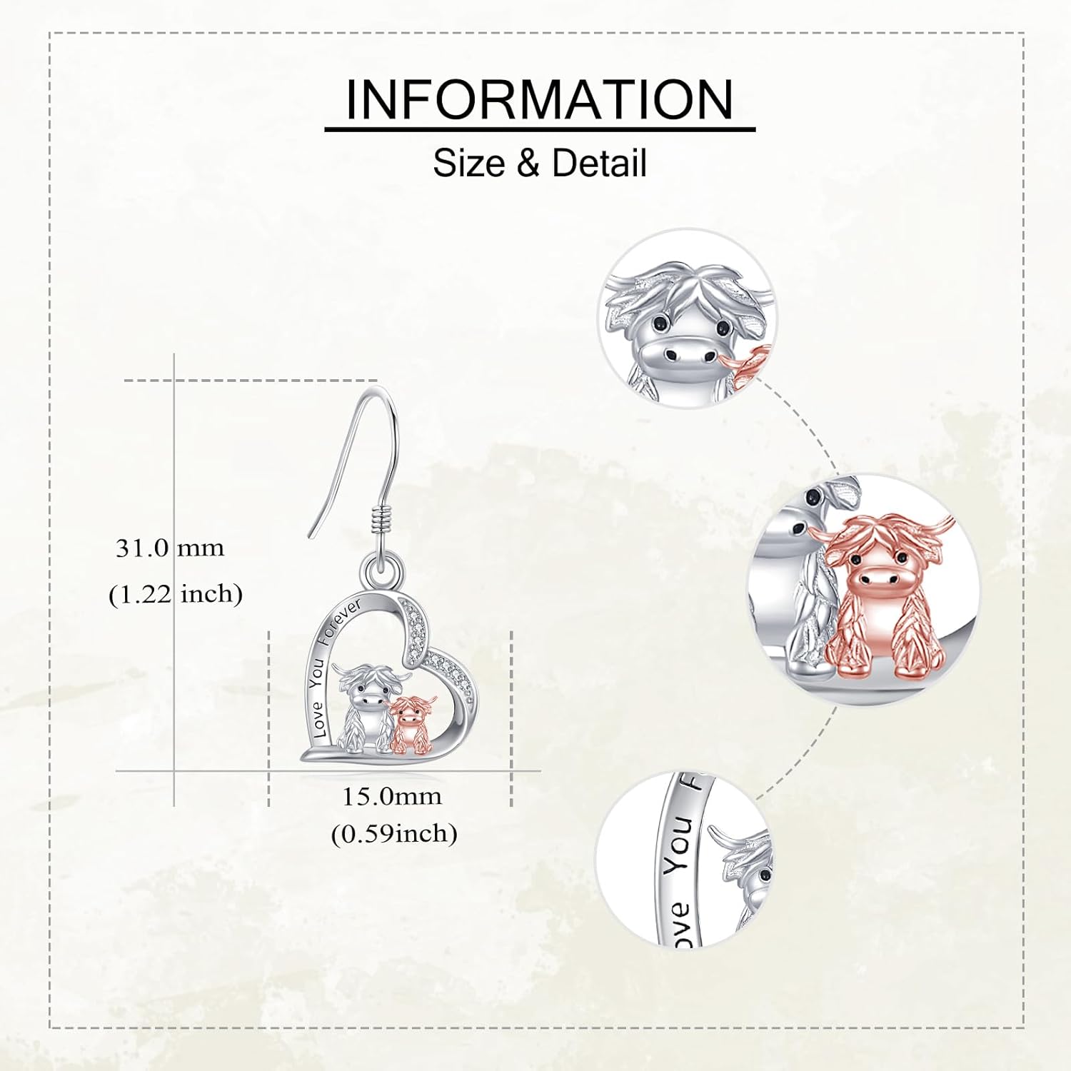 YAFEINI Highland Cow Earrings 925 Sterling Sliver Cow Dangle Earrings Highland Cow Jewelry for Women - Image 4