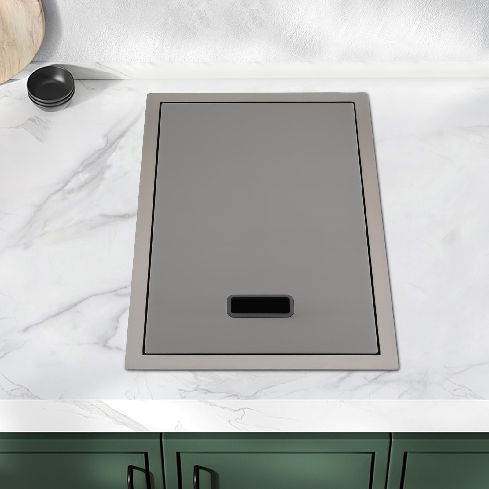 Lave-linge en acier inoxydable gris avec couvercle, évier de cuisine caché, robinet chaud et froid pliable à 360°, évier simple 45 x 30 x 23 cm, pour usage domestique et cuisine commerciale