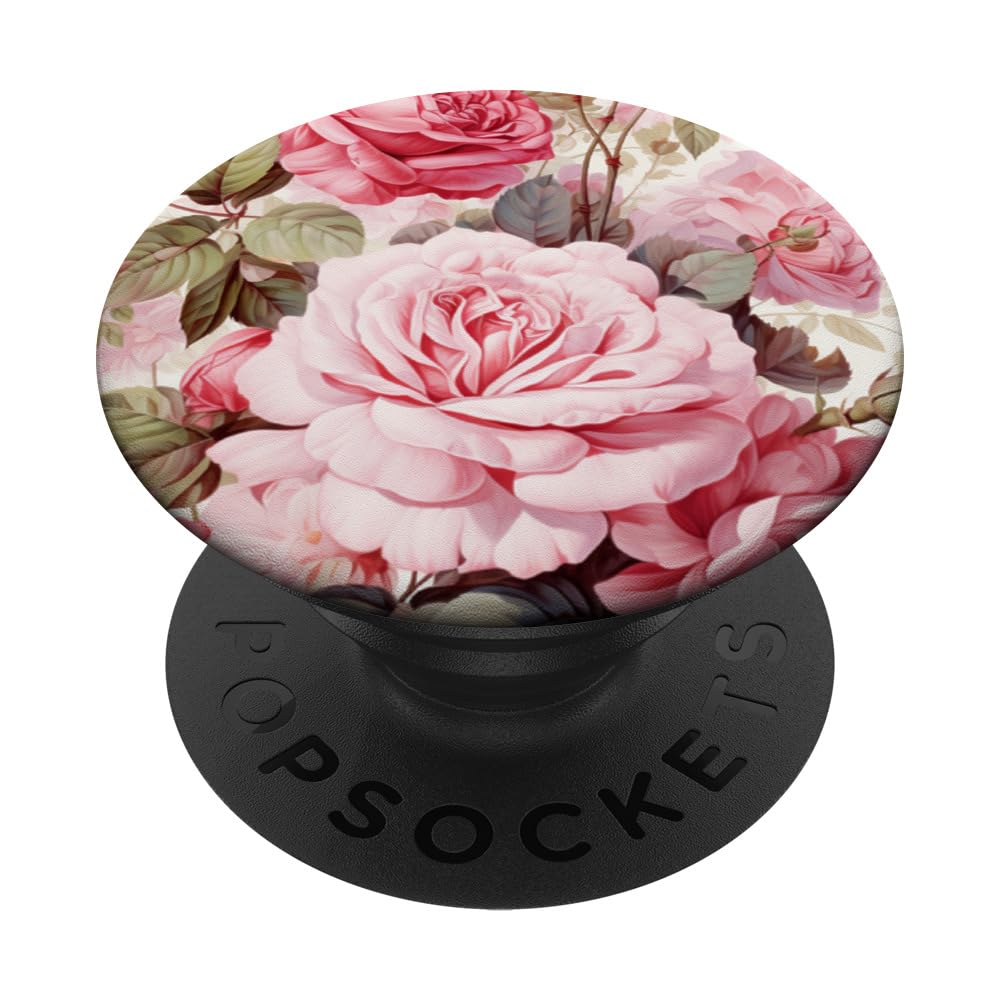 Pink Roses Shabby Chic Floral PopSockets Adhesive PopGrip