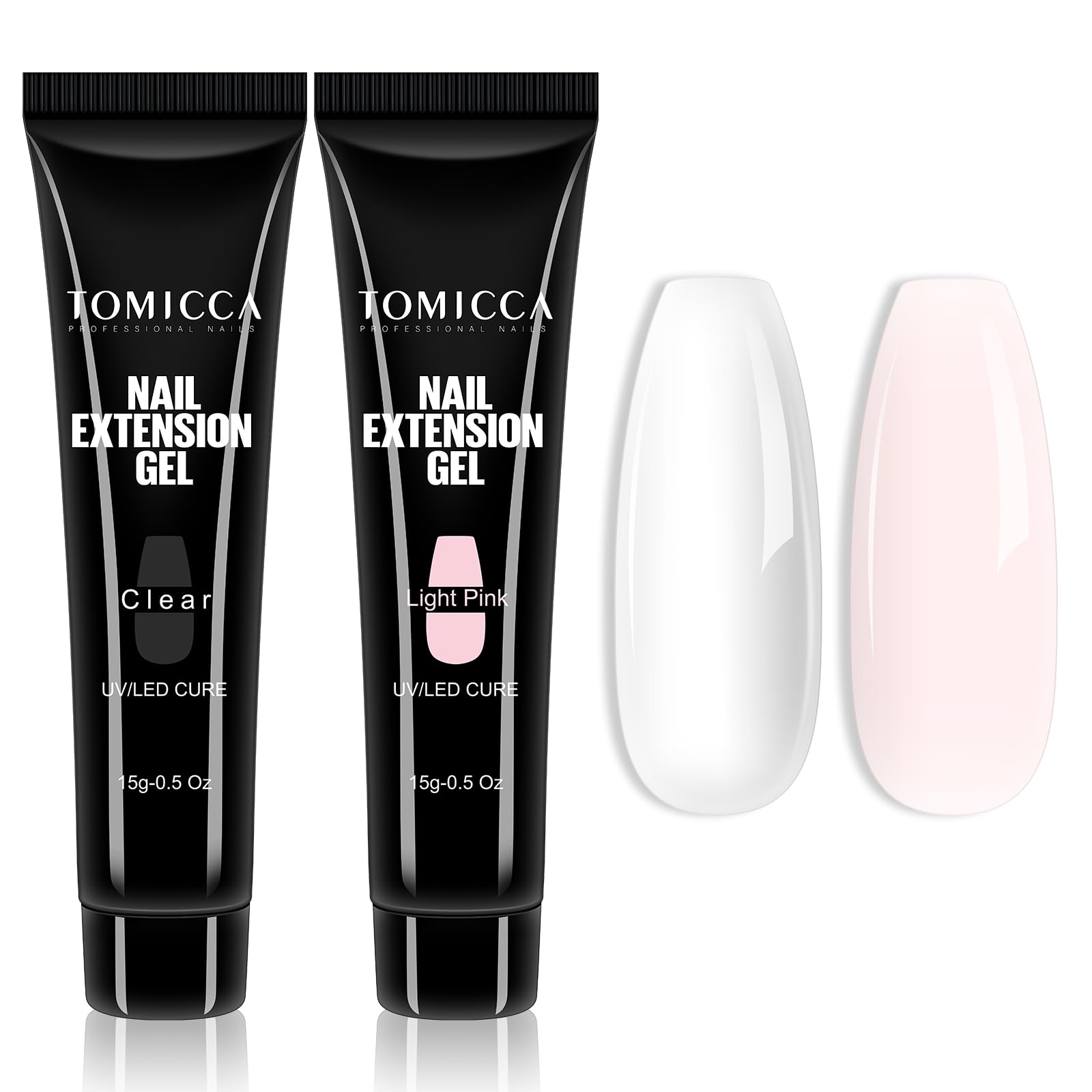 TOMICCA ポリジェル 長さ出しジェル ジェルネイル 長さ出し 2本 15g UV/LEDライト対応 初心者用 (クリア +ライトピンク)