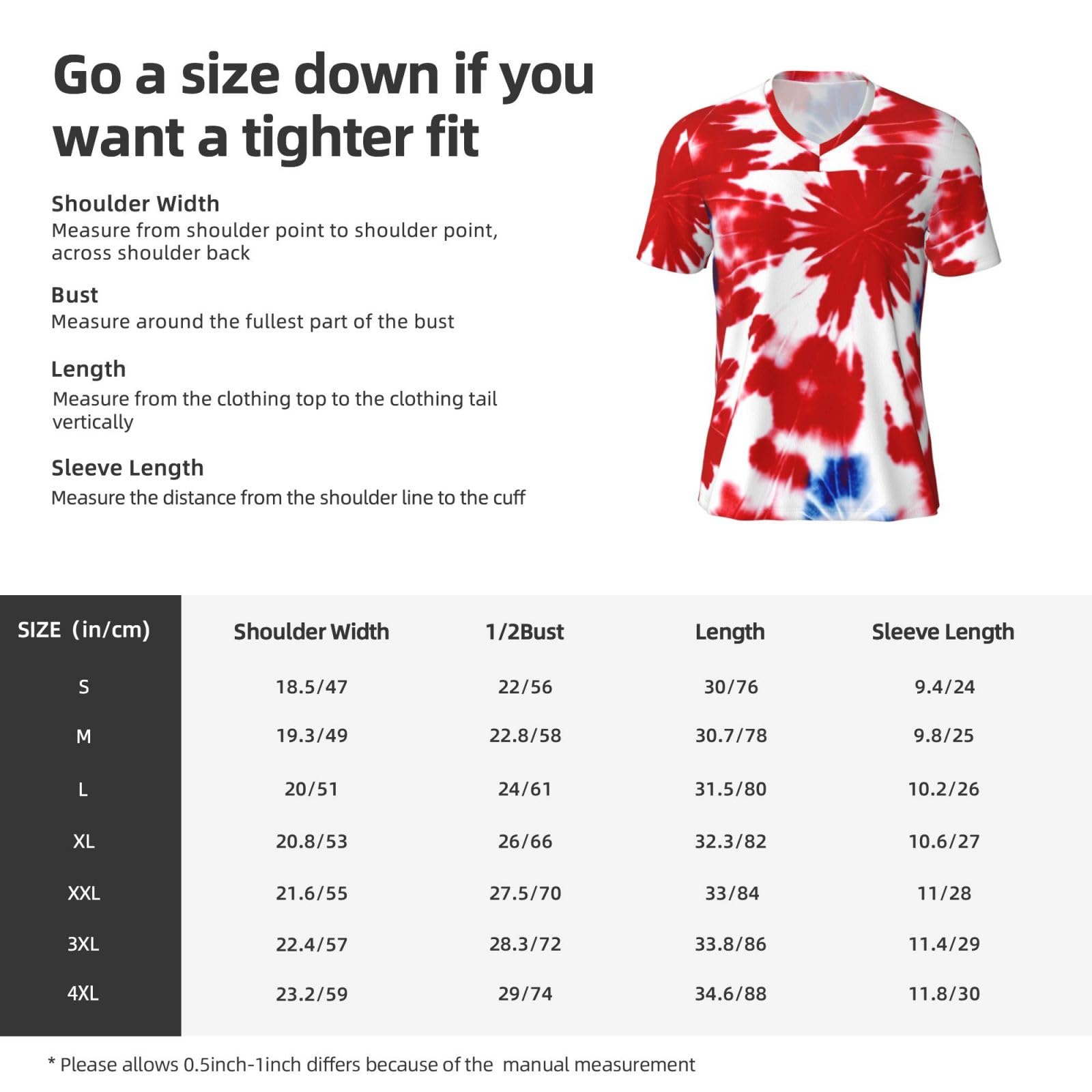 Stylish Athletic Sports Jersey Blue-Red-Tie-Dye-Pattern Men's Rugby Jersey Large