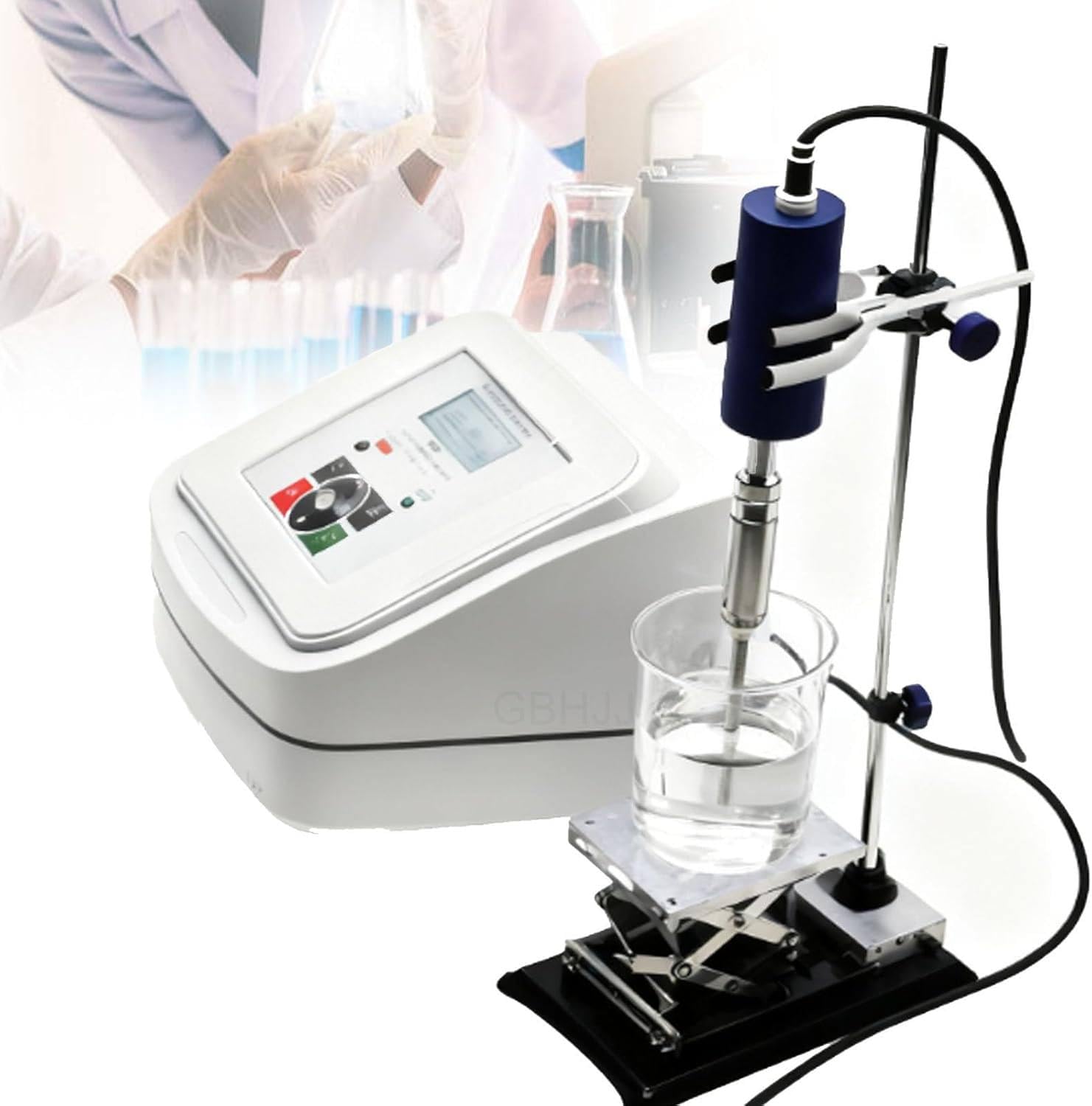 800w Homogenisator Ultraschall, Mini-Zelldisruptor-Ultraschallgerät, Labor-Emulgiergerät, Digitale Steuerung, Verarbeitbare Kapazität 10-600ml, 1-99-Stunden-Timer, Für Labor 3mmprobe