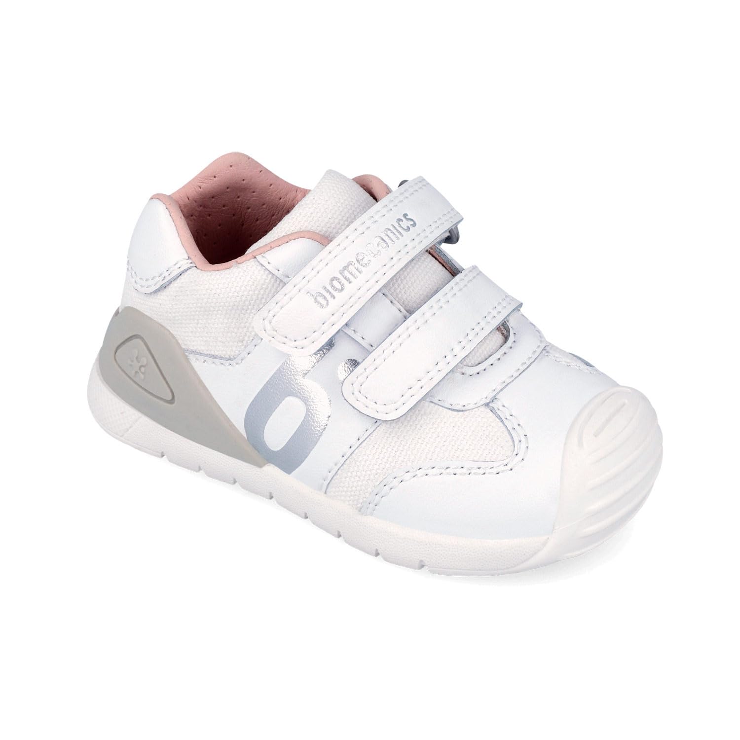 Biomecanics Scarpe Primo Passo Bambina 262121 Bianco Argento con Certificazione Pediatrica, Doppio Strappo,Ergonomica