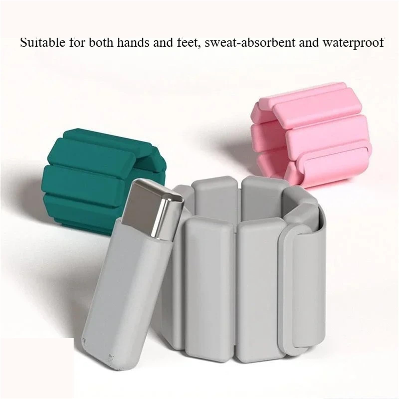 Muñequeras Con Peso Un par de pulseras deportivas con pesas, ajustables, de silicona, for muñecas y tobillos, for correr, entrenar y fitness.