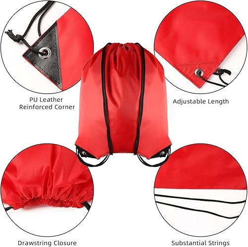 Miniatura 6 de GoodtoU Mochila con cordón Bolsas de cincha Bolsas de cordón Bolso de deporte de cuerda de nylon a granel, Rojo, Deportes