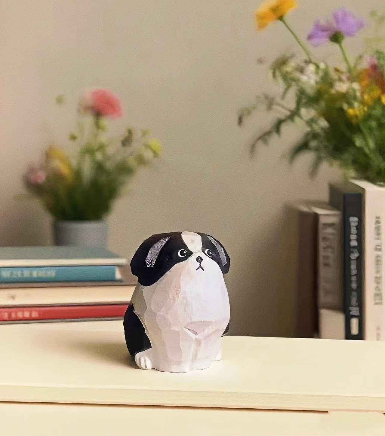 Amazon.co.jp: かわいい小さな木製ボーダーコリーの置物 1.4フィート