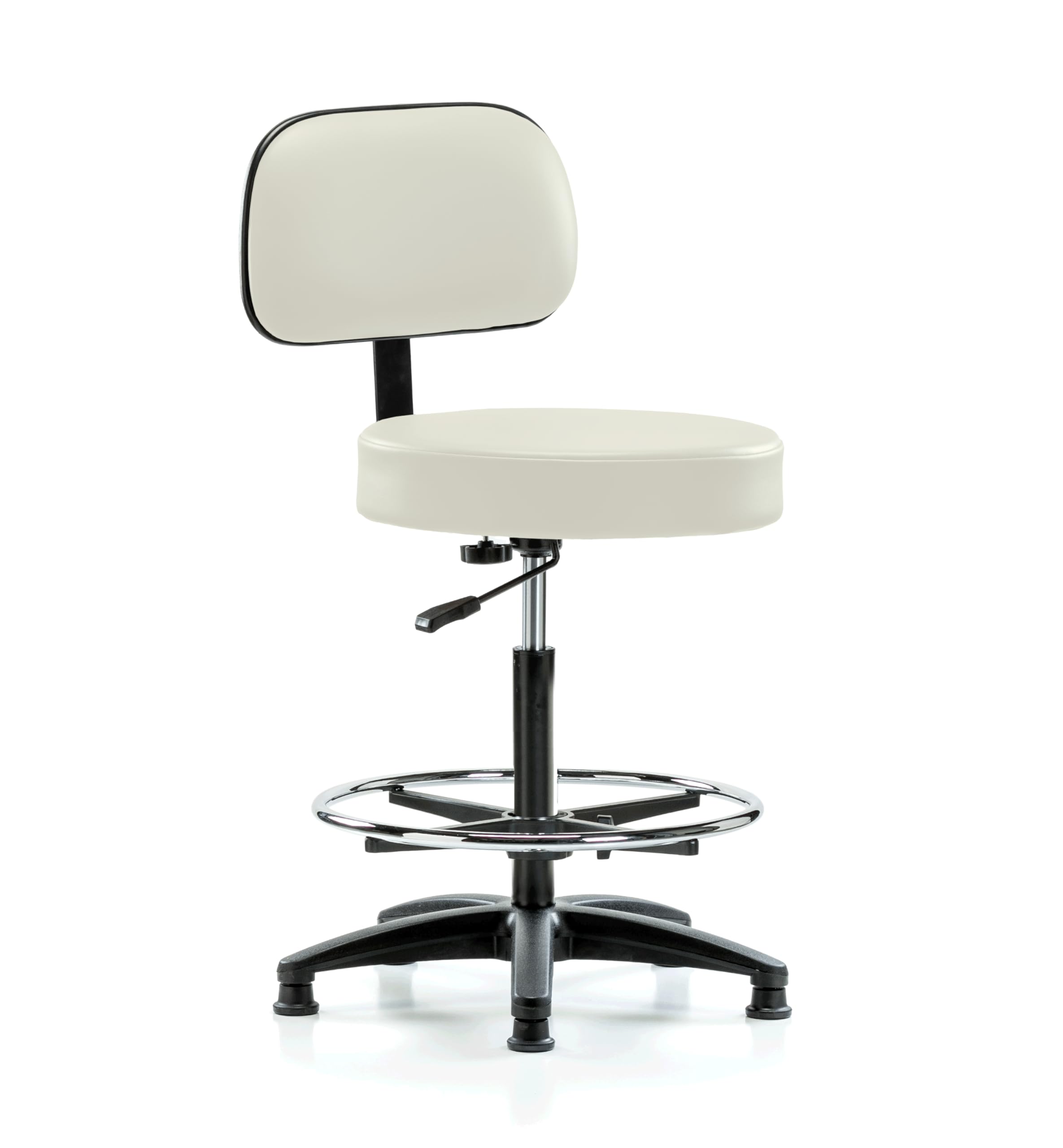 Perch Basic Exam Stool with Foot Ring, Glides, 25-35", Off-White