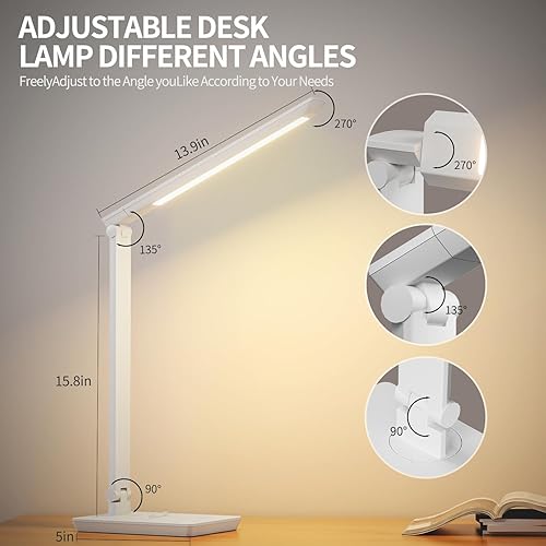Miniatura 4 de Lámpara de escritorio con puerto de carga USB, 14 W, 900 lúmenes, luz LED de escritorio regulable para lectura de cuidado de los ojos para 9 brillo