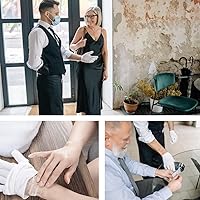 Vista 4 de 24 piezas (12 pares) de guantes de algodón blanco para hidratación de manos secas, cosmética, eczema, spa de manos e inspección de monedas y joyas