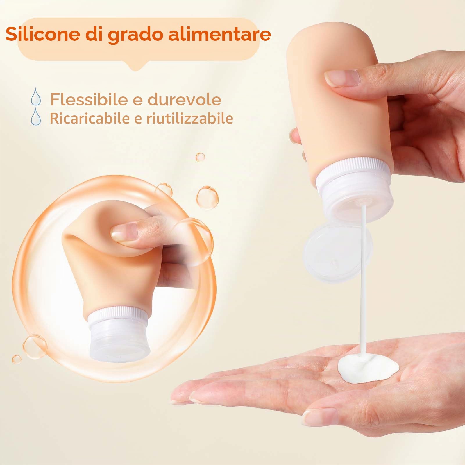 Diboniur Flaconi da Viaggio in Silicone, 4 Pezzi Boccette da Viaggio 98ml con con adesivi vuoti per Shampoo, Crema and Lozione