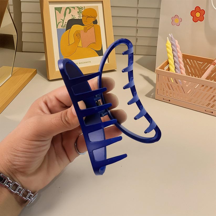 Image of Matte Plastic Hair Clamp Grip for Women and Womens, Strong Hold Hair Barrette Claw Clip for Daily Hair Styling, Assorted Colors, Pack of 12 Pieces