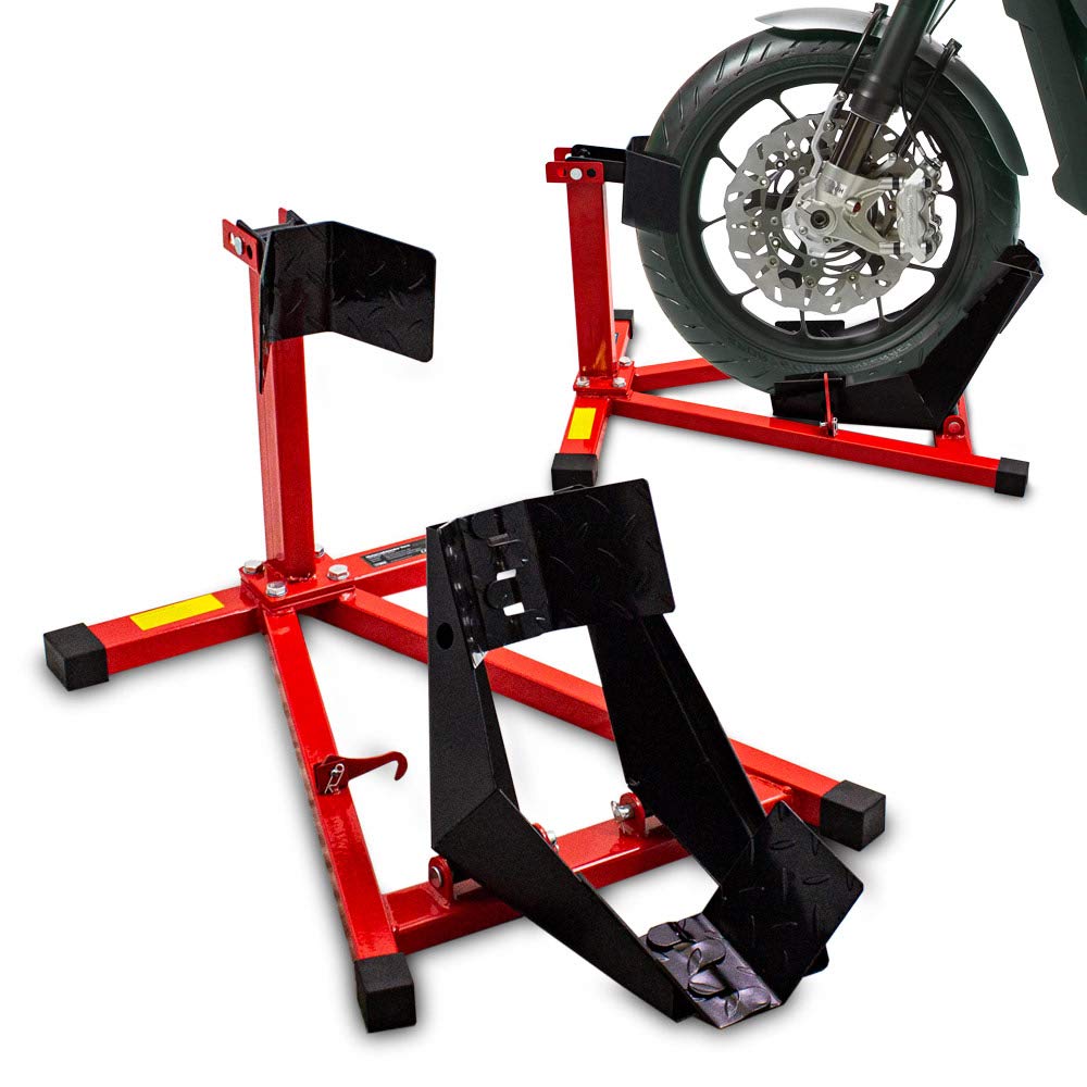 BITUXX® Motorrad Montageständer Motorradwippe vorn Motorradständer Wippe Transportständer Vorderrad Rot/Schwarz