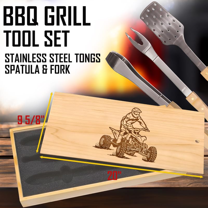 Set para parrilla con espátula, pinzas y tenedor acero inoxidable miniatura 3