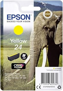 Epson C13T24224010 RS Claria Photo HD 24/Elefante - Cartucho de tinta, color amarillo, Ya disponible en Amazon Dash Replenishment, Expression Premium