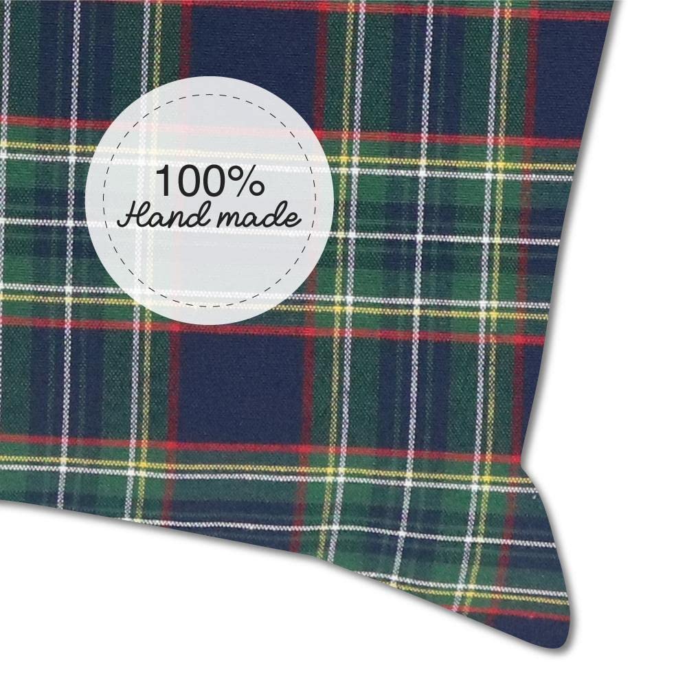 Declea Home Decor Cuscino Natalizio Motivo Tartan Copricuscini Natalizi Arredo Divano Letto, Federa Cuscino Natalizio Decorazione di Natale, 60X60 cm, Verde