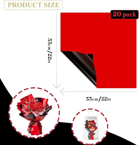 Miniatura 2 de Gloreyan 20 hojas de papel de regalo de flores, ramo de floristería para manualidades, ramo de flores frescas, envoltura impermeable, caja de