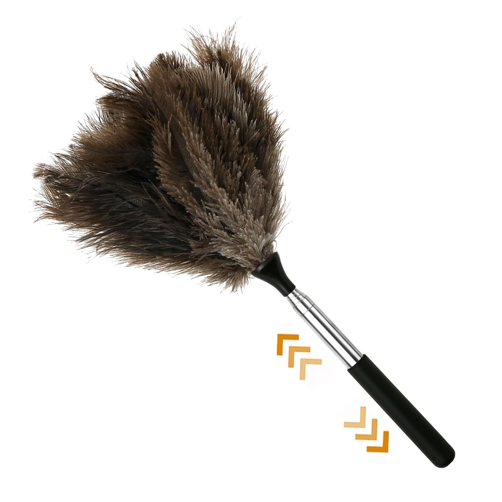 Piumino Per Spolverare Spolverino estensibile in piume di struzzo con spazzola a manico lungo in acciaio inossidabile, utensili for la pulizia della polvere for mobili domestici(Red Short style)