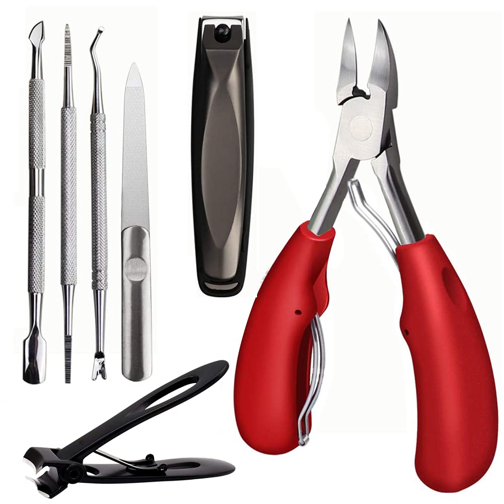 Set di Tagliaunghie Tagliaunghie Professionali per Unghie Spesse per Unghie Incarnite Uomini Donne Anziani,Black,Red