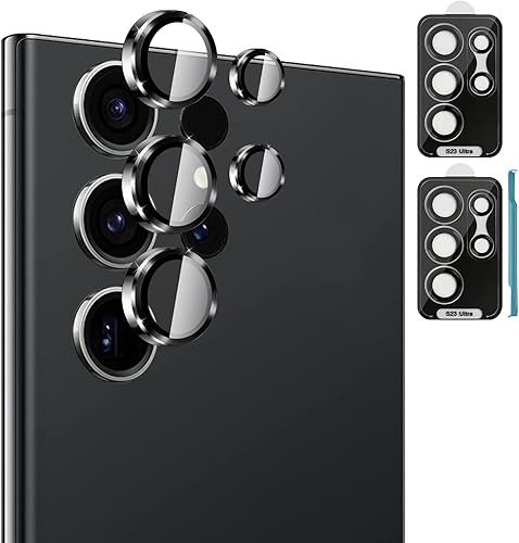 TQLGY Protectores de lente de cámara para Samsung Galaxy S23 Ultra, protectores individuales de lente de vidrio templado, ultrafinos resistentes a