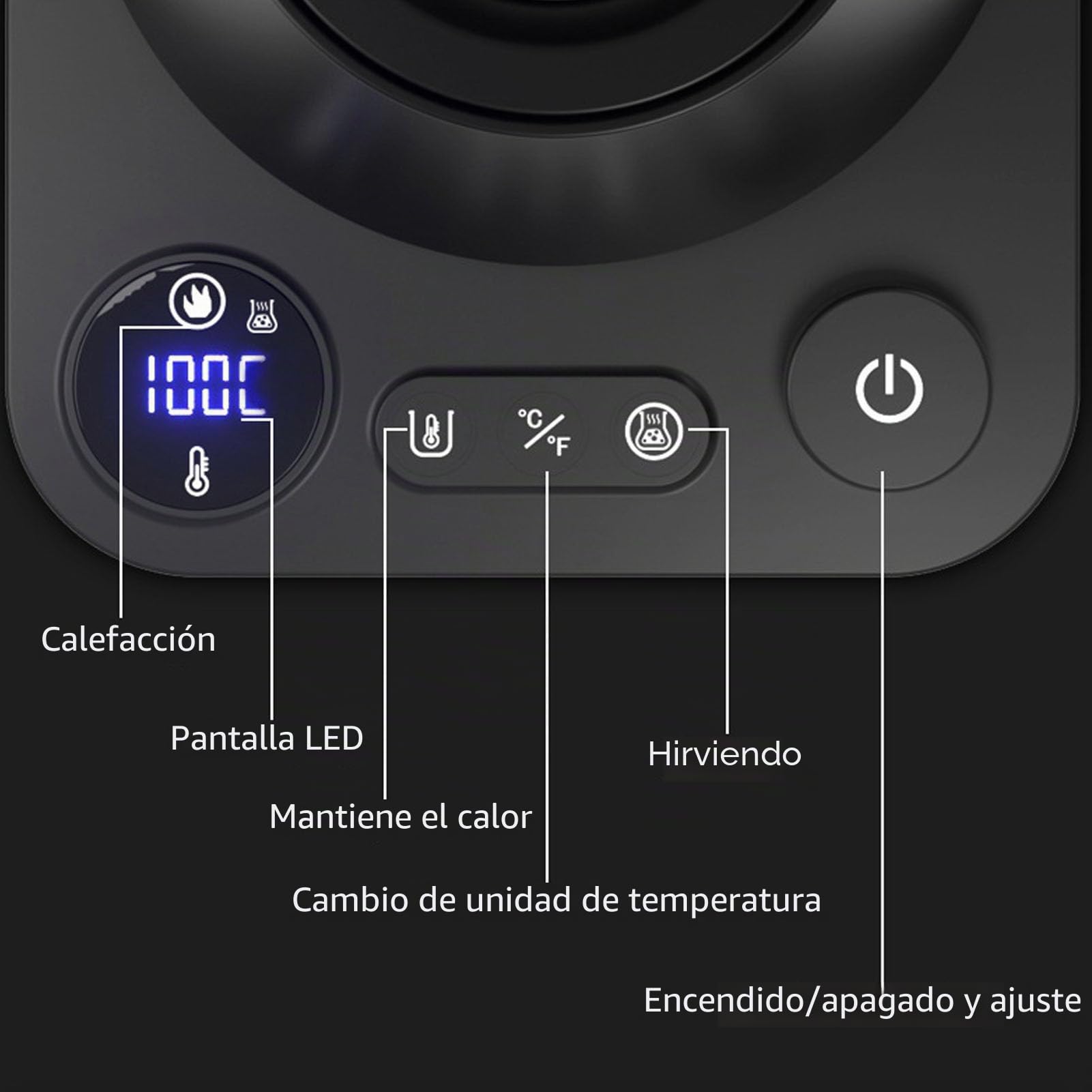 Hervidor Eléctrico Cuello de Cisne 1200W - Control de Temperatura Preciso, Temporizador LCD y Diseño Ergonómico para Uso Fácil, Rápido y Seguro