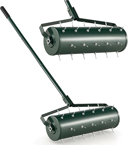 Miniatura 9 de IRONMAX Aireador de césped rodante, herramienta de empuje manual para despachar el suelo con mango ergonómico, herramienta de césped aireador de