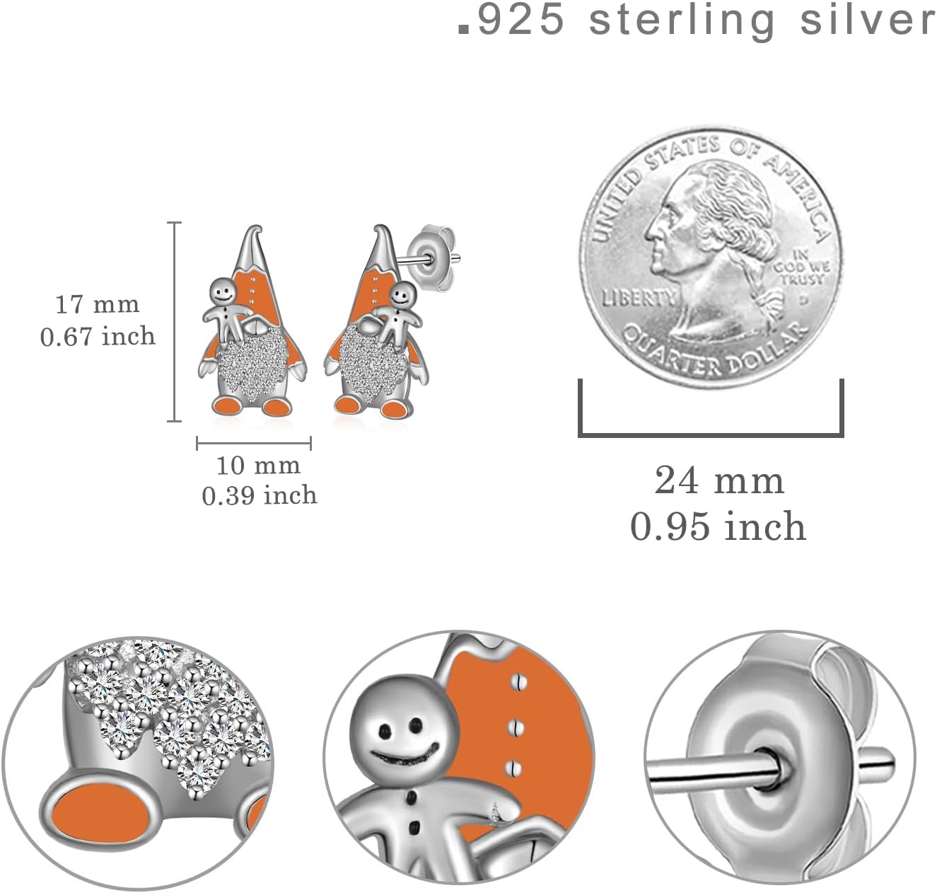 Christmas Gnome Earrings 925 Sterling Silver Holiday Gingerbread Earrings for Women Christmas Jewelry Gifts for Wife - Image 4