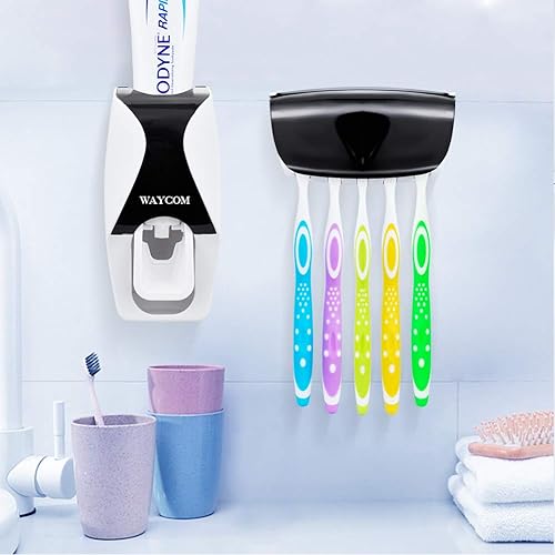Miniatura 2 de WAYCOM Dust-proof Dispensador de pasta dental exprimidor de pasta dental Kit Negro 1 Black, Blue, Pink