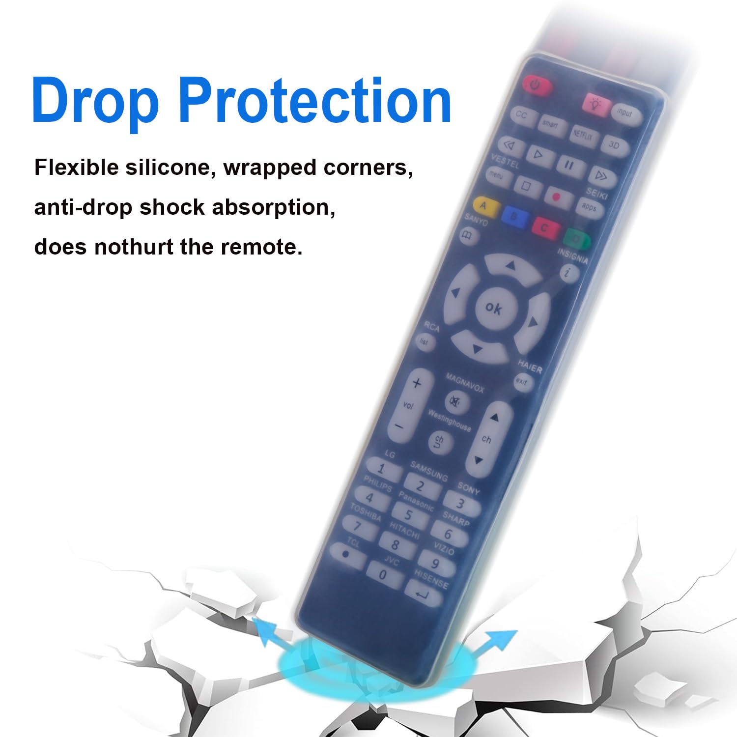 Funda de Repuesto para Mando a Distancia GE Uiversal para Magnavox, RCA, JVC, TCL, Westinghouse, Philips, Panasonic, Hitachi, Hisense, Seiki, Sanyo, Insignia, Haier TV RC-G008