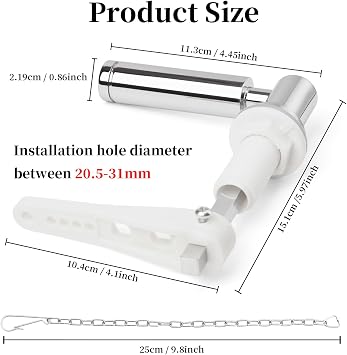 Toilet Flush Handle Eeplacement Kit Zinc Alloy Metal Toilet Handle Replacement, Toilet Cistern Lever Arm with Chain - Adjustable Arm