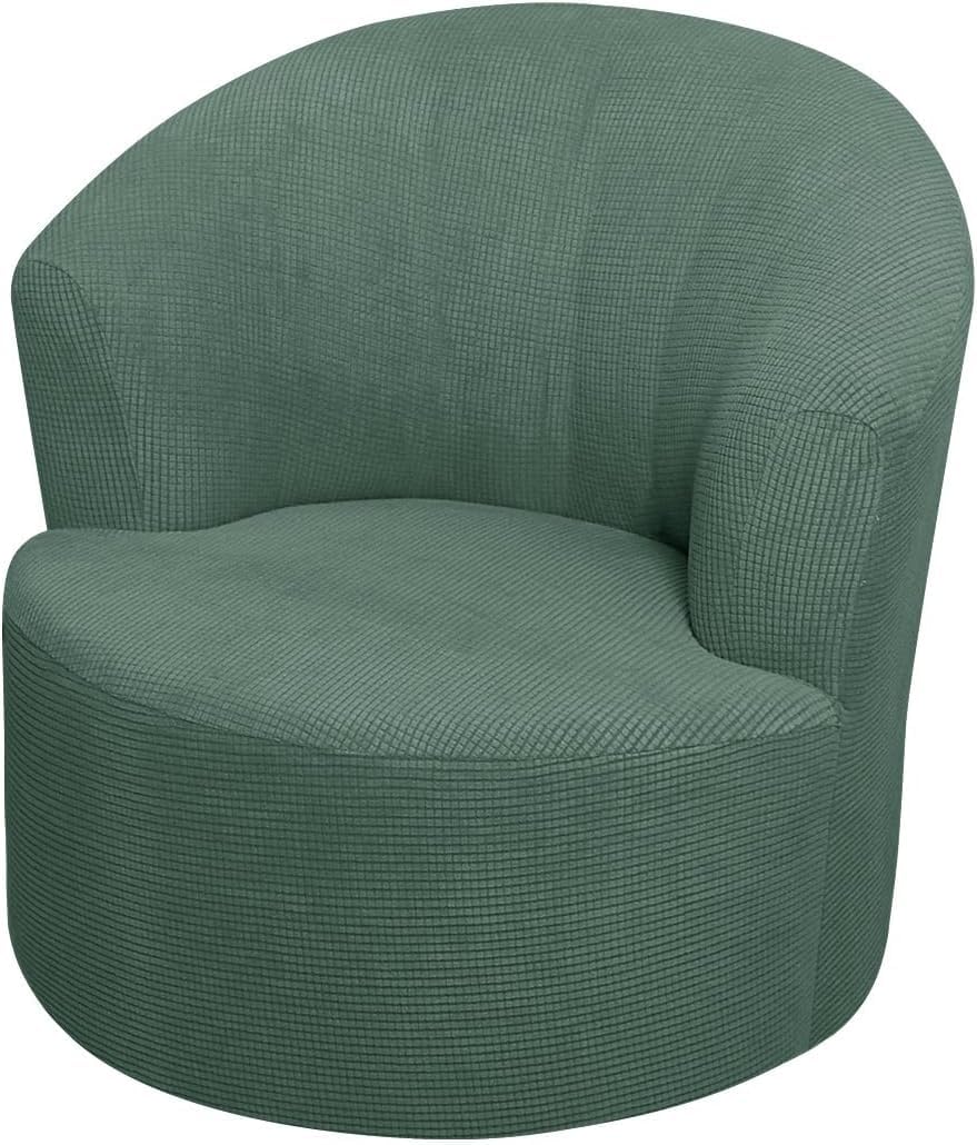 FZKun Stretch Swivel Barrel Chair Cover - Modern Accent Chair Slipcover Barrel Armchairs Sofa Covers Club Chair Couch Cover Furniture Protector for Living Room Office (F,Green)